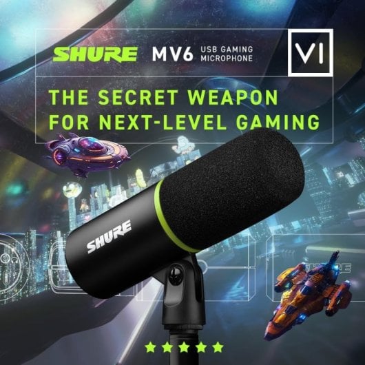 Shure MV6 Microfone Condensador USB para Podcast, Gravação e Streaming Preto