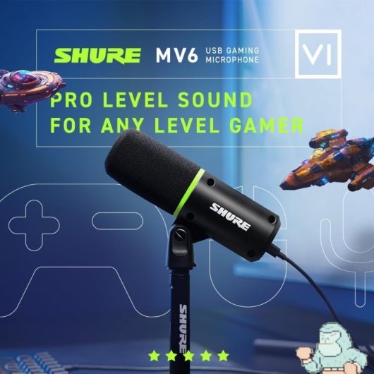 Shure MV6 Microfone Condensador USB para Podcast, Gravação e Streaming Preto