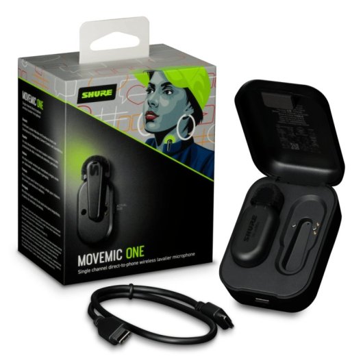 Shure MoveMic One Micrófono Inalámbrico Compacto para Móvil y Cámaras Negro