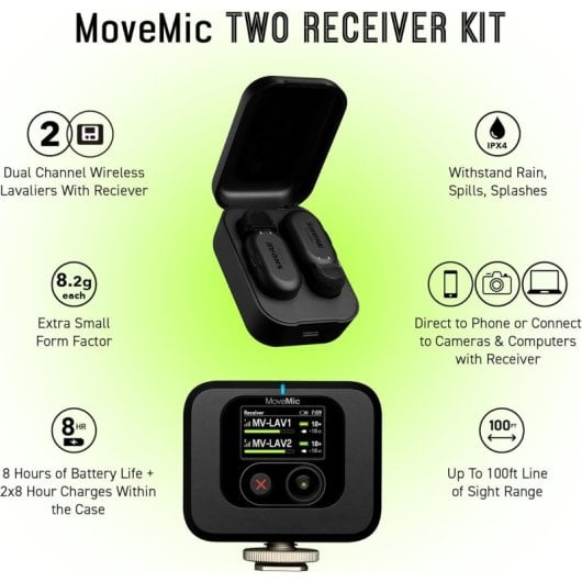Shure MV-TWO-KIT-Z6 Kabelloser Mikrofonempfänger Kamerahalterung