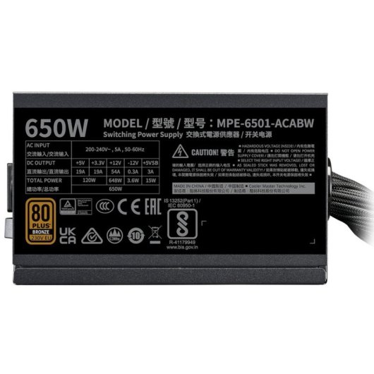 Cooler Master MWE Bronze 650 V3 230V ATX 3.1 650W 80 Plus Bronce