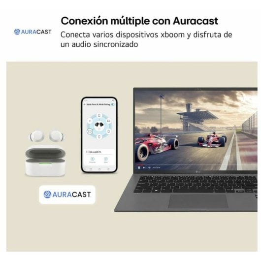 LG xboom Buds Bluetooth-Kopfhörer mit aktiver Geräuschunterdrückung, Weiß