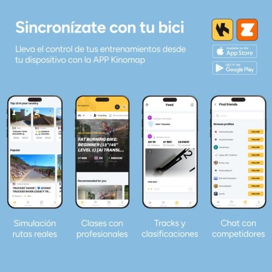 Ksix Kb01 Bicicleta Estática Indoor con Soporte Ajustable Compatible con Kinomap y Zwift, Negra