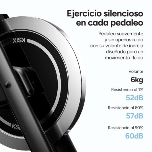 Ksix Kb01 Bicicleta Estática Indoor con Soporte Ajustable Compatible con Kinomap y Zwift, Negra