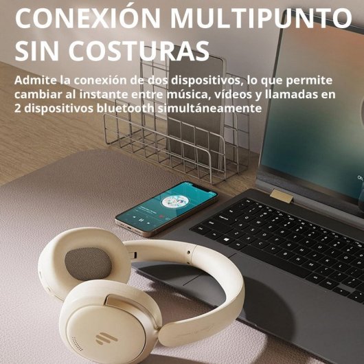 Edifier Atom Max Auriculares Bluetooth con Cancelación Activa de Ruido Marfil