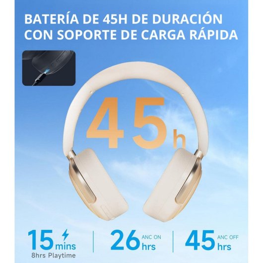 Edifier Atom Max Auriculares Bluetooth con Cancelación Activa de Ruido Marfil