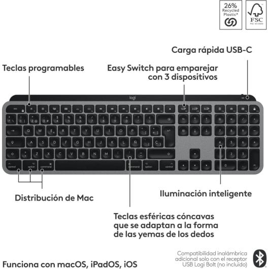 Logitech MX Keys S Teclado Sem Fios para Mac