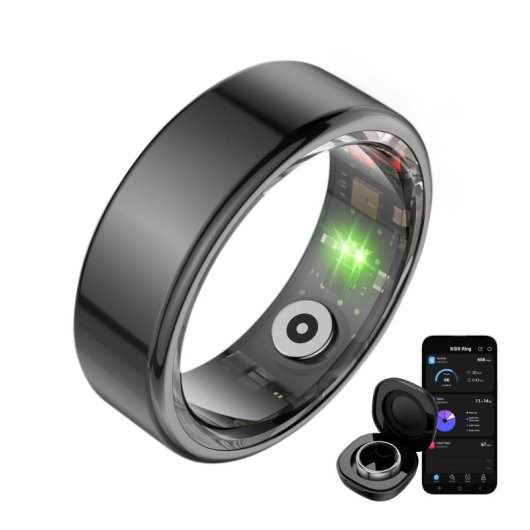 Ksix Saturn Smart Ring, taglia XXS, 3 giorni di auto, attività e salute, monitoraggio del sonno, 5 ATM, nero