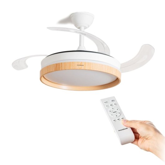 InnovaGoods Woteez Ventilador de Techo con Luz LED y 4 Aspas Retráctiles 72W Blanco