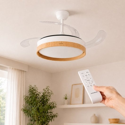 InnovaGoods Woteez Ventilador de Techo con Luz LED y 4 Aspas Retráctiles 72W Blanco