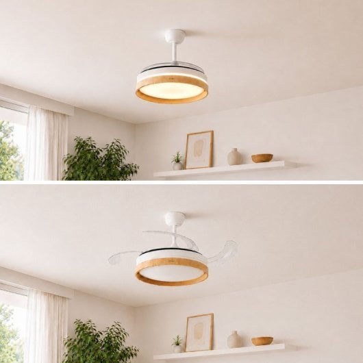 InnovaGoods Woteez Ventilador de Techo con Luz LED y 4 Aspas Retráctiles 72W Blanco