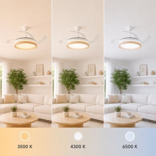 InnovaGoods Woteez Ventilador de Techo con Luz LED y 4 Aspas Retráctiles 72W Blanco