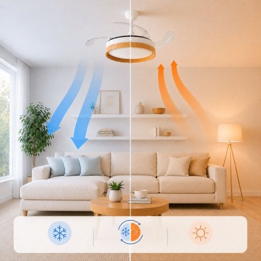 InnovaGoods Woteez Ventilador de Techo con Luz LED y 4 Aspas Retráctiles 72W Blanco