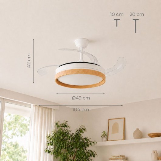 InnovaGoods Woteez Ventilador de Techo con Luz LED y 4 Aspas Retráctiles 72W Blanco