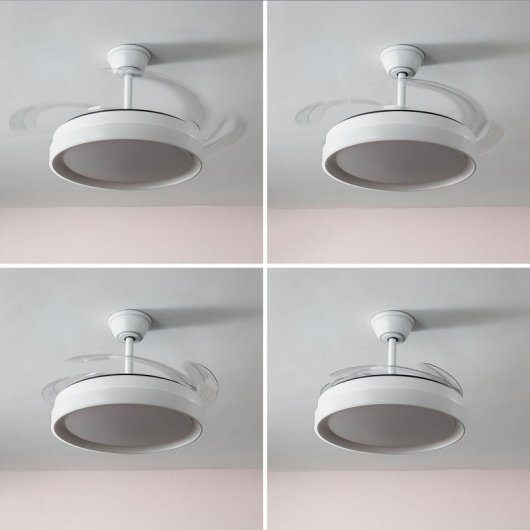 InnovaGoods Keteez Ventilador de Techo con Luz LED y 4 Aspas Retráctiles 72W Blanco