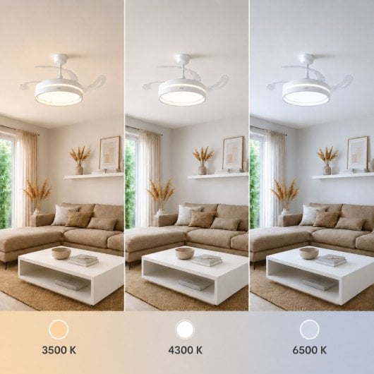 InnovaGoods Keteez Ventilador de Techo con Luz LED y 4 Aspas Retráctiles 72W Blanco
