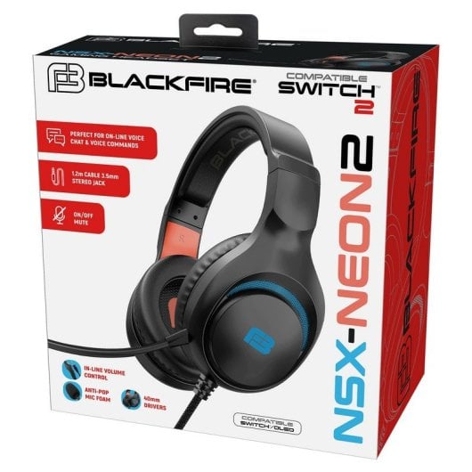 Blackfire NSX-NEON2 Auriculares Gaming Compatibles con Nintendo Switch 2/Nintendo Switch