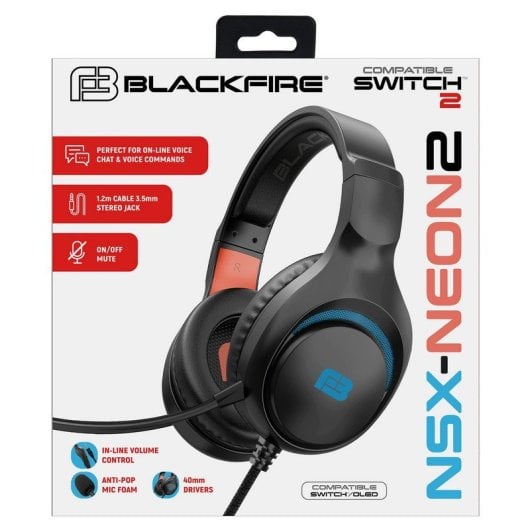 Blackfire NSX-NEON2 Auriculares Gaming Compatibles con Nintendo Switch 2/Nintendo Switch