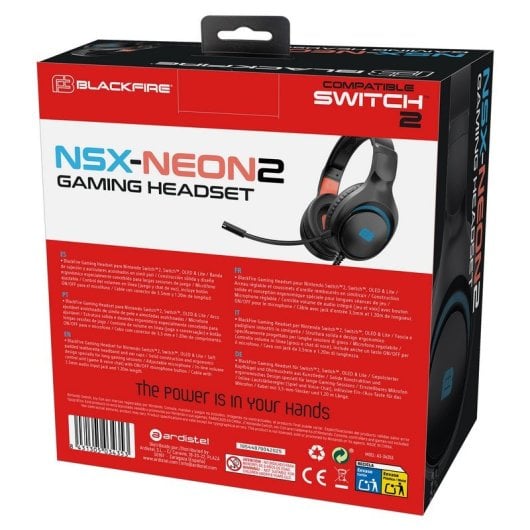 Blackfire NSX-NEON2 Auriculares Gaming Compatibles con Nintendo Switch 2/Nintendo Switch