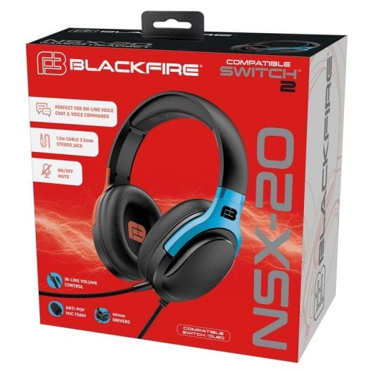 Cuffie da gioco Blackfire NSX-20 compatibili con Nintendo Switch 2/Nintendo Switch
