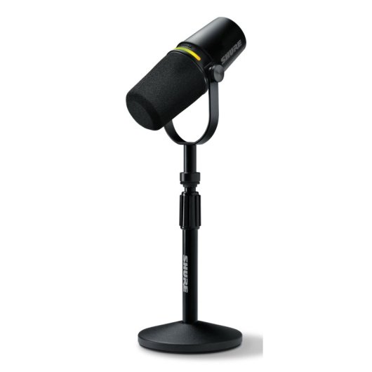 Microfono dinamico per podcast Shure MV7+ con supporto da tavolo XLR/USB (nero)