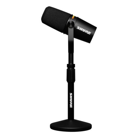 Microfono dinamico per podcast Shure MV7+ con supporto da tavolo XLR/USB (nero)