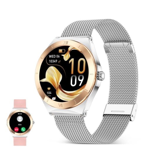 Ksix Smartwatch Lya AMOLED 1.19 2 Metall- und Silikonarmbänder Sport- und Gesundheitsmodus Silber