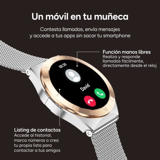 Ksix Smartwatch Lya AMOLED 1.19 2 Metall- und Silikonarmbänder Sport- und Gesundheitsmodus Silber