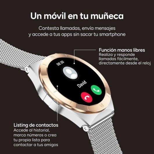 Ksix Lya Bluetooth 1.19" AMOLED Argento Correa Metallo e Silicone M SpO2 Cardiofrequenzimetro