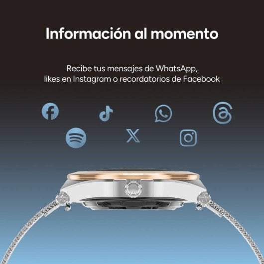 Ksix Lya Bluetooth 1.19" AMOLED Argento Correa Metallo e Silicone M SpO2 Cardiofrequenzimetro