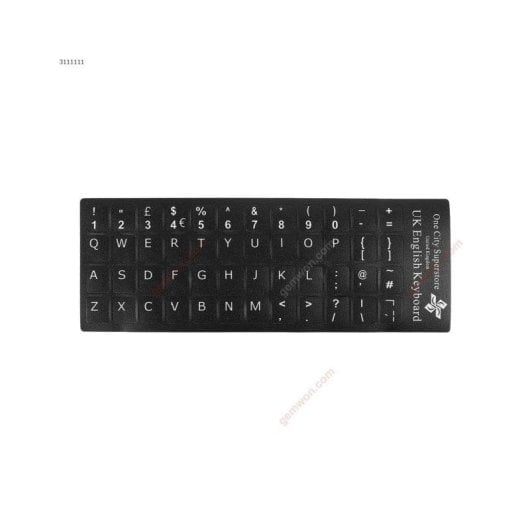 Etiqueta Adhesiva para Teclado UK Portatilmovil Negra con Letra Blanca