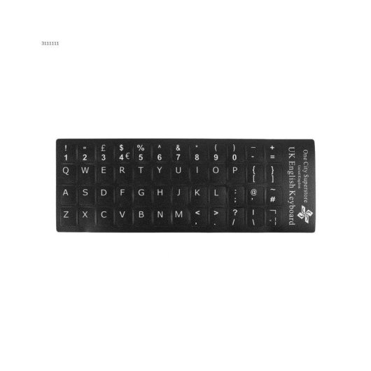 Etiqueta Adhesiva para Teclado UK Portatilmovil Negra con Letra Blanca