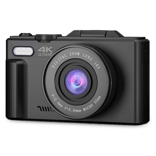 Prixton Xplorer DV900 Digitalkamera mit 3 Zoll drehbarem Bildschirm, UltraHD 4K 64 MP, Schwarz