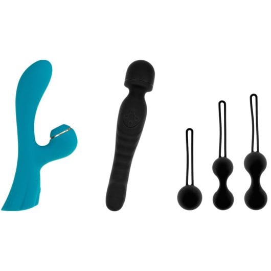 Hugbox Kit De Brinquedos Eróticos Sugador de Clítoris/Vibrador Wand e Geisha Balls