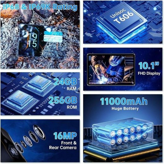 Tablet Oukitel RT9 4G 10,1" 6GB 256GB Negra Naranja