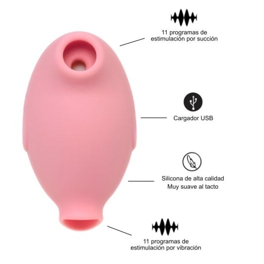 Hugbox Succionador De Clítoris Y Vibrador Femenino 11 Programas Y 2 Funciones Rosa