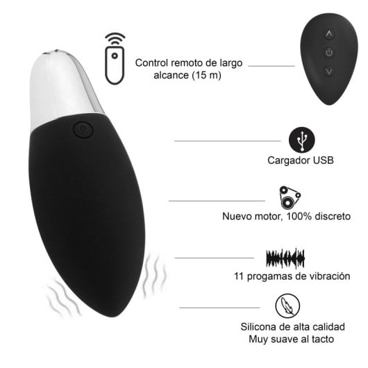 Hugbox Huevo Vibrador Vibrador Femenino con Mando A Distancia 11 Programas Negro
