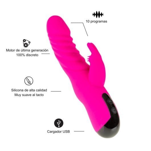 Hugbox Vibrador coelho e Vibrador Feminino 10 Programas Rosa