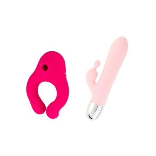 Hugbox Kit De Brinquedos Eróticos Pack Sugador De Clítoris e Vibrador Coelho