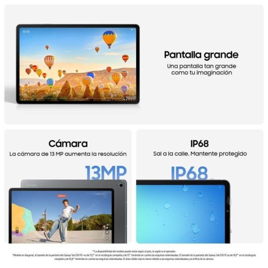 Tablet Samsung Galaxy Tab S10 FE Plus 5G 13,1'' Cinzento 12GB 256GB Stylus Pen IP68