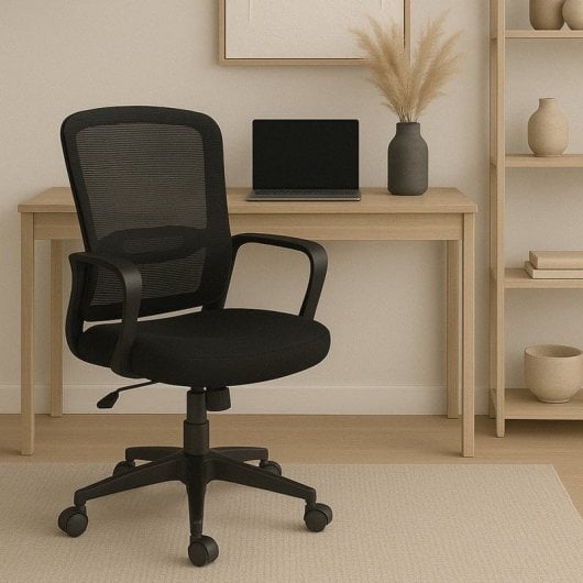 Home Heavenly Taxana Silla de Oficina Giratoria y Regulable Textil Negro