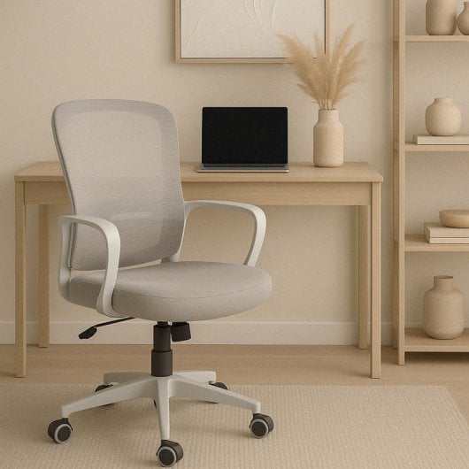 Home Heavenly Taxana Silla de Oficina Giratoria y Regulable Textil Gris