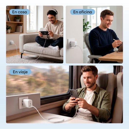 Caricabatterie rapido Ksix, multiporta 1xUSB-C + 1xUSB 45W Bianco