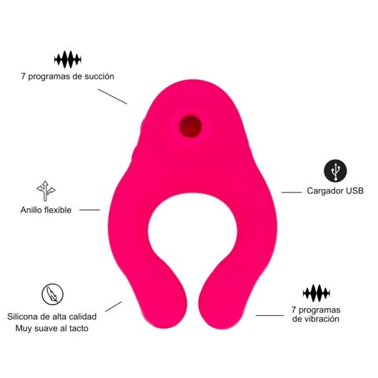 Hugbox Succionador De Clítoris Y Anillo Vibrador 14 Programas Y Opción Calefacción Rosa