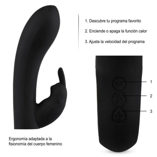 Hugbox Vibrador Bunny e Vibrador Feminino 50 Programas Opção Aquecimento Preto