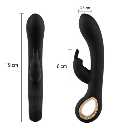 Hugbox Vibrador Bunny e Vibrador Feminino 50 Programas Opção Aquecimento Preto