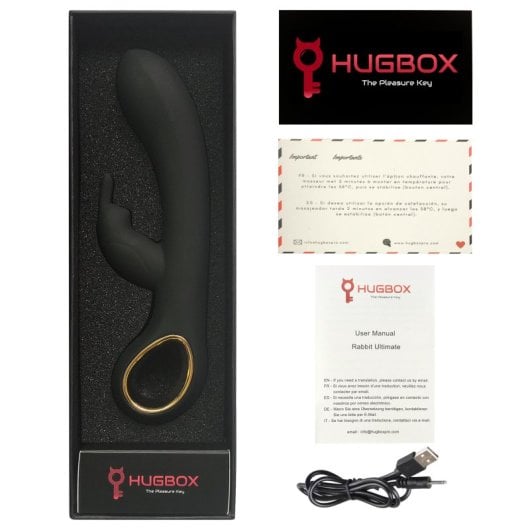 Hugbox Vibrador Bunny e Vibrador Feminino 50 Programas Opção Aquecimento Preto