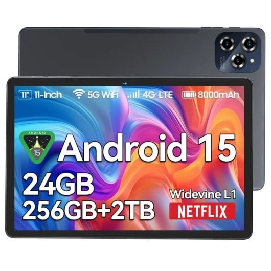 Tablet Tabwee W90 11" FHD 8 GB/256 GB 4G Android 15 Grigio