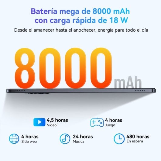 Tablet Tabwee W90 11" FHD 8 GB/256 GB 4G Android 15 Grigio