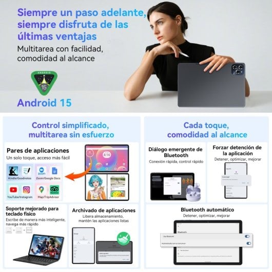 Tablet Tabwee W90 11" FHD 8 GB/256 GB 4G Android 15 Grigio